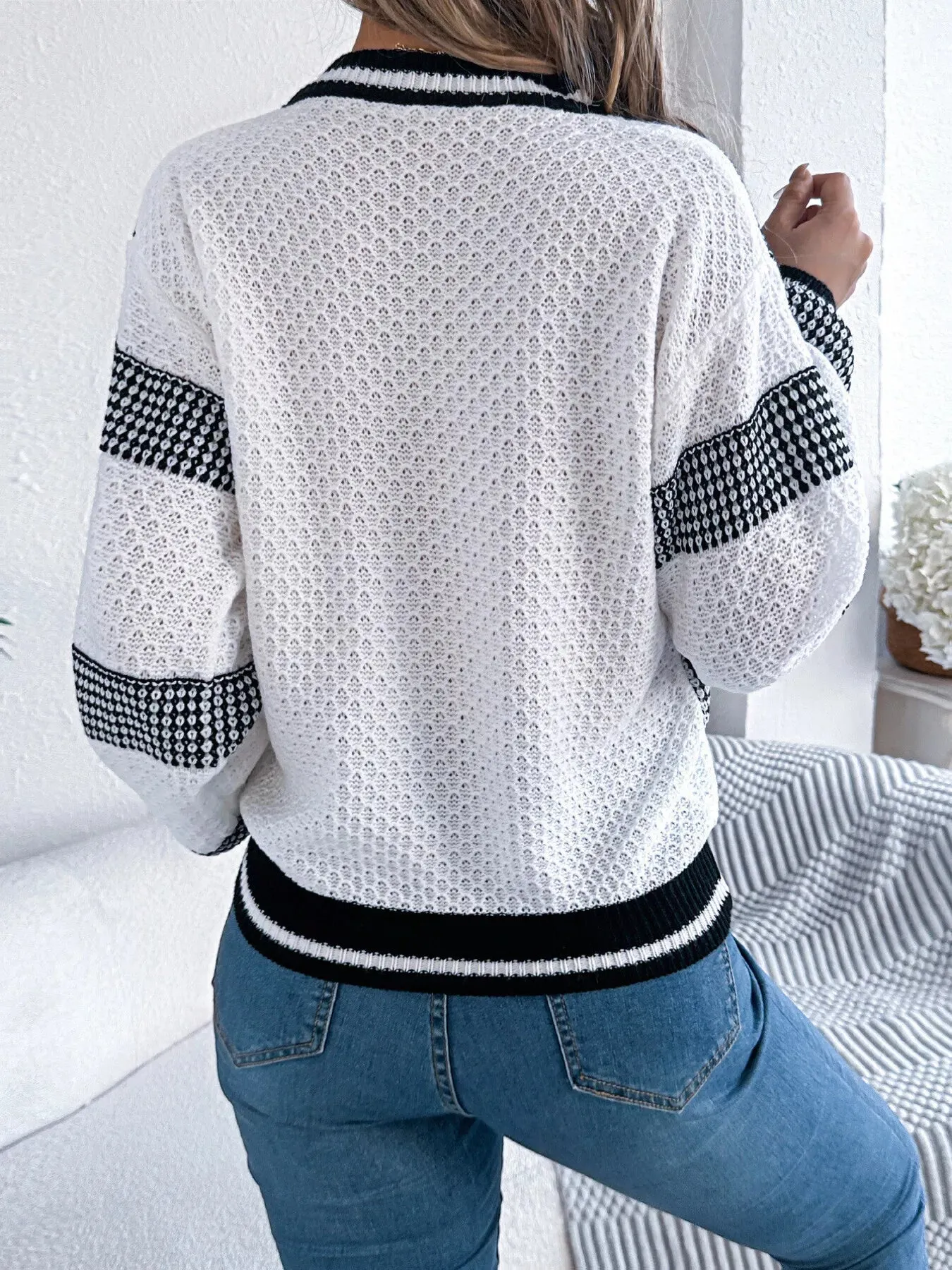 Contrast Striped V-Neck Sweater sold by Charming Charlie product image thumbnail 3