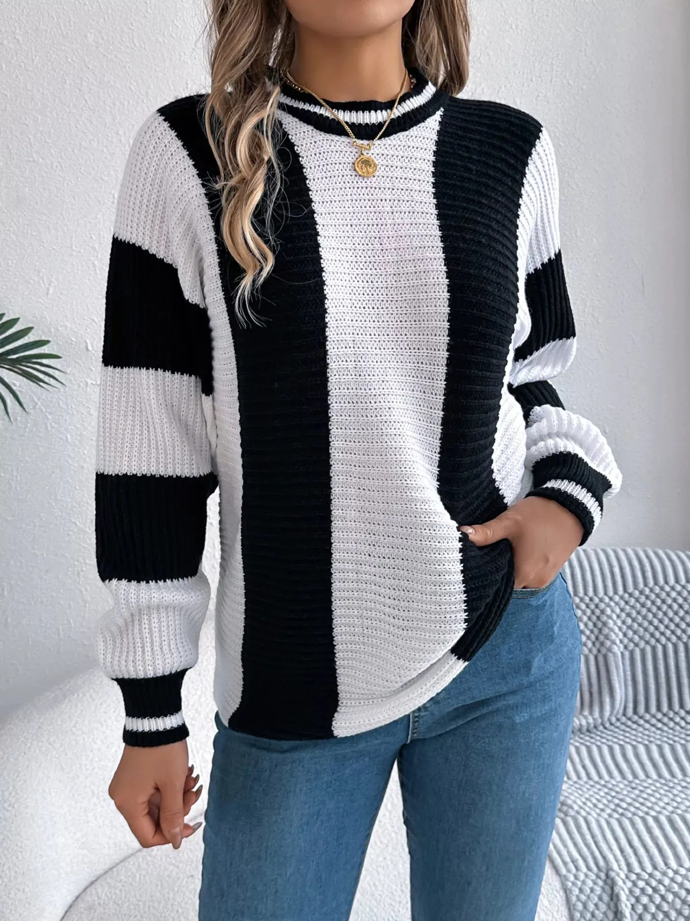 Color Block Round Neck Sweater sold by Charming Charlie