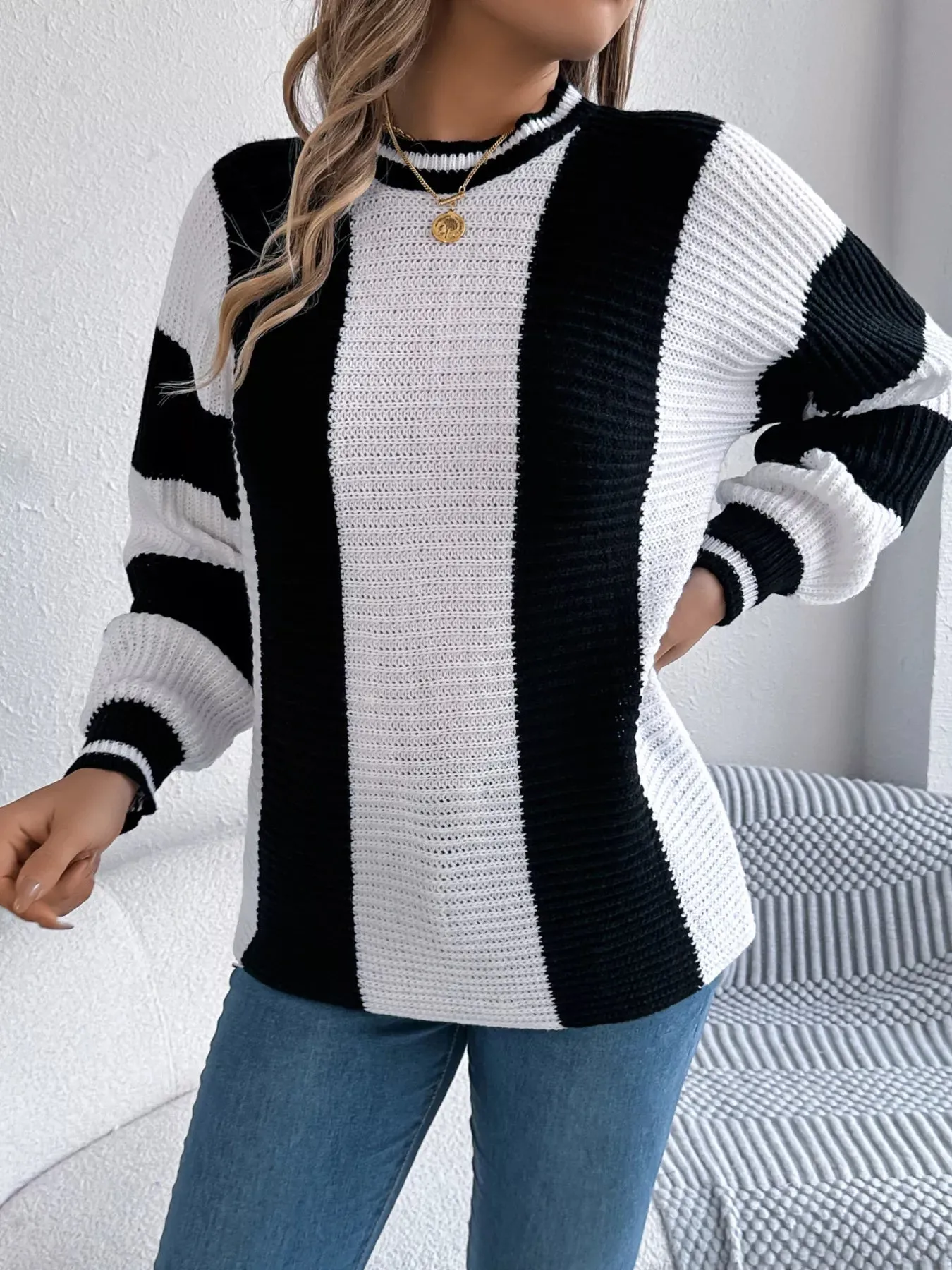 Color Block Round Neck Sweater sold by Charming Charlie product image thumbnail 5