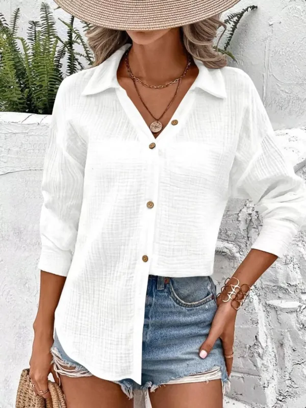 Textured Button-Up Casual Shirt sold by Charming Charlie
