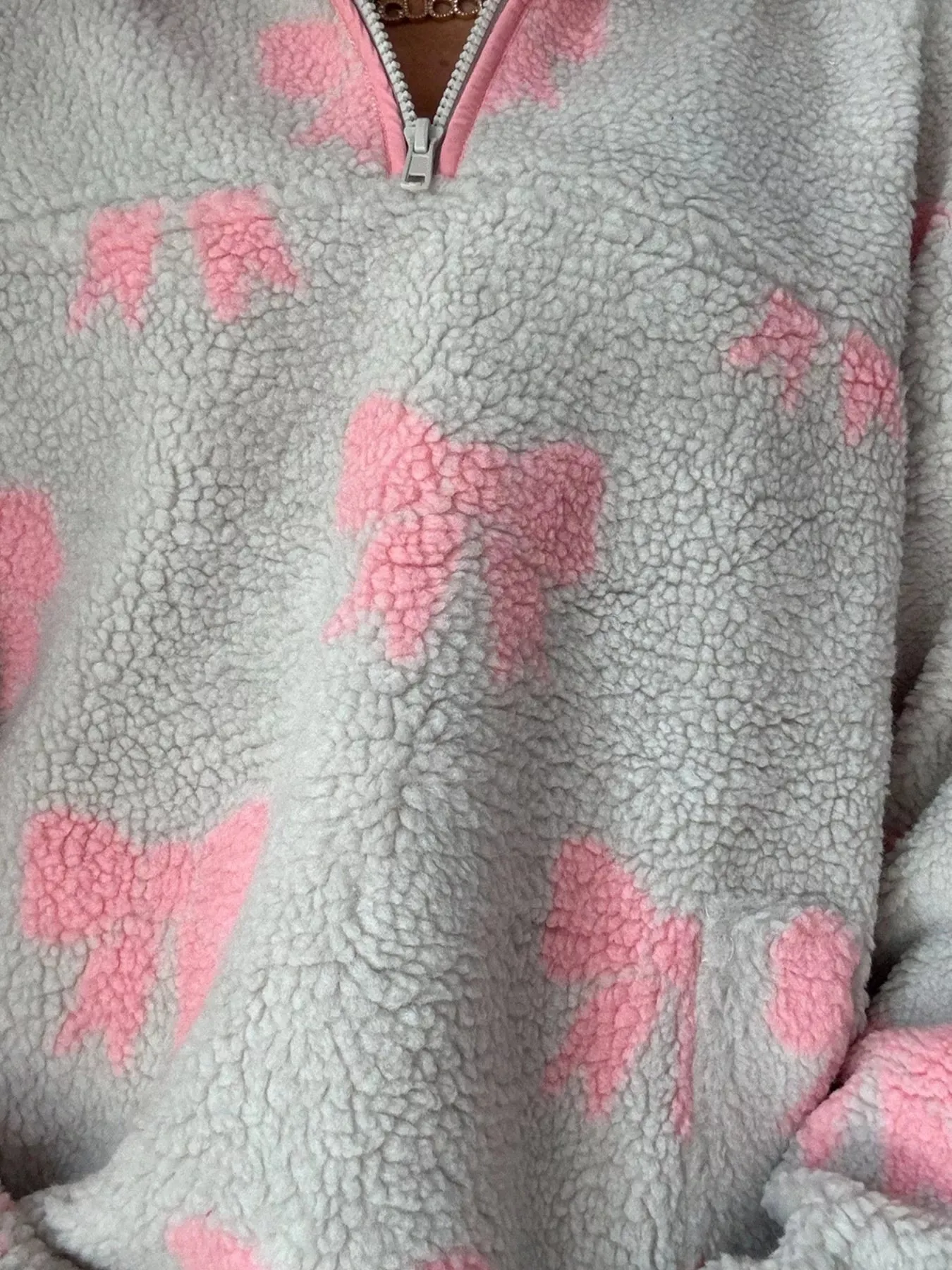 Bow Zip Collar Fleece Sweatshirt sold by Charming Charlie product image thumbnail 5