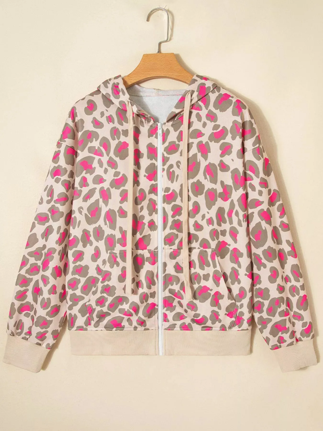 Leopard Print Zip-Up Hoodie sold by Charming Charlie product image thumbnail 3