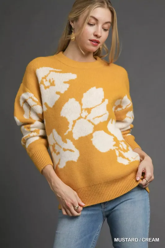 Umgee Floral Long Sleeve Sweater sold by Charming Charlie