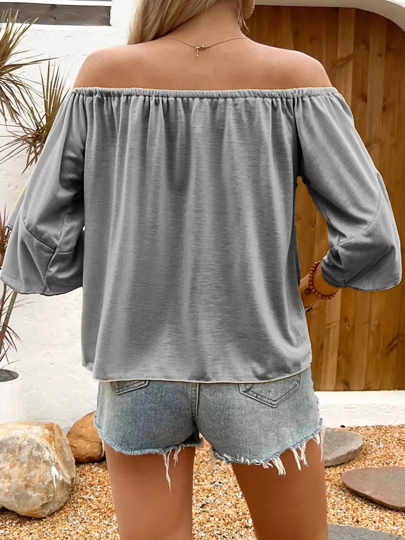 Off-Shoulder Tie-Front T-Shirt sold by Charming Charlie product image thumbnail 3