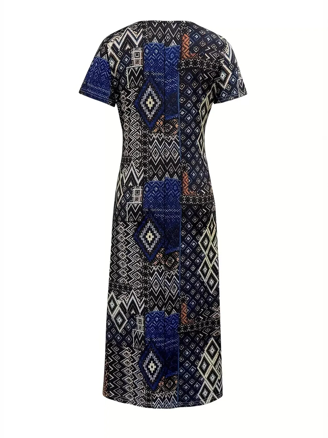 Plus Size Geometric Print V-Neck Short Sleeve Dress sold by Charming Charlie product image thumbnail 3