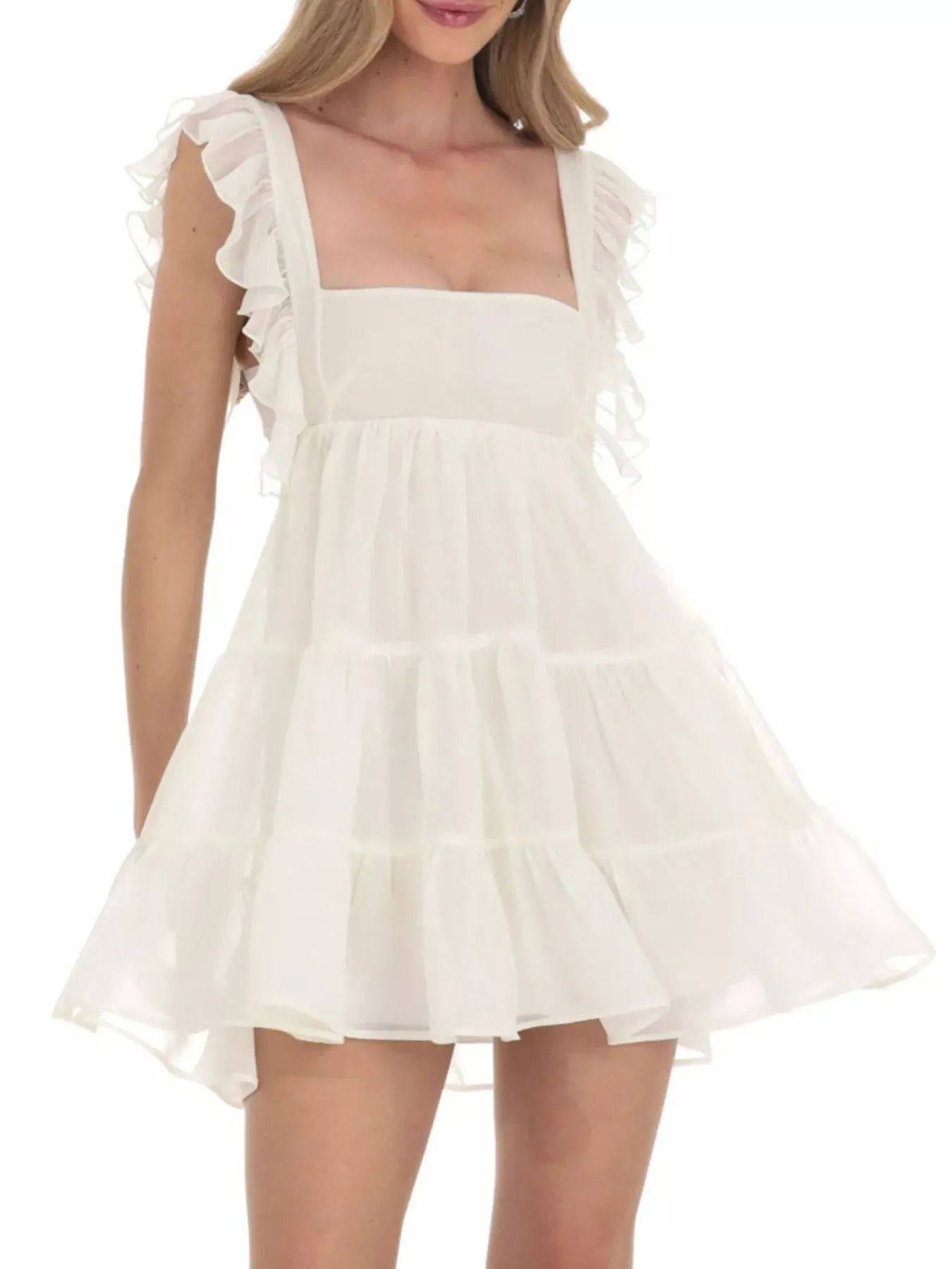 Ruffled Square Neck Tiered Dress sold by Charming Charlie product image thumbnail 2