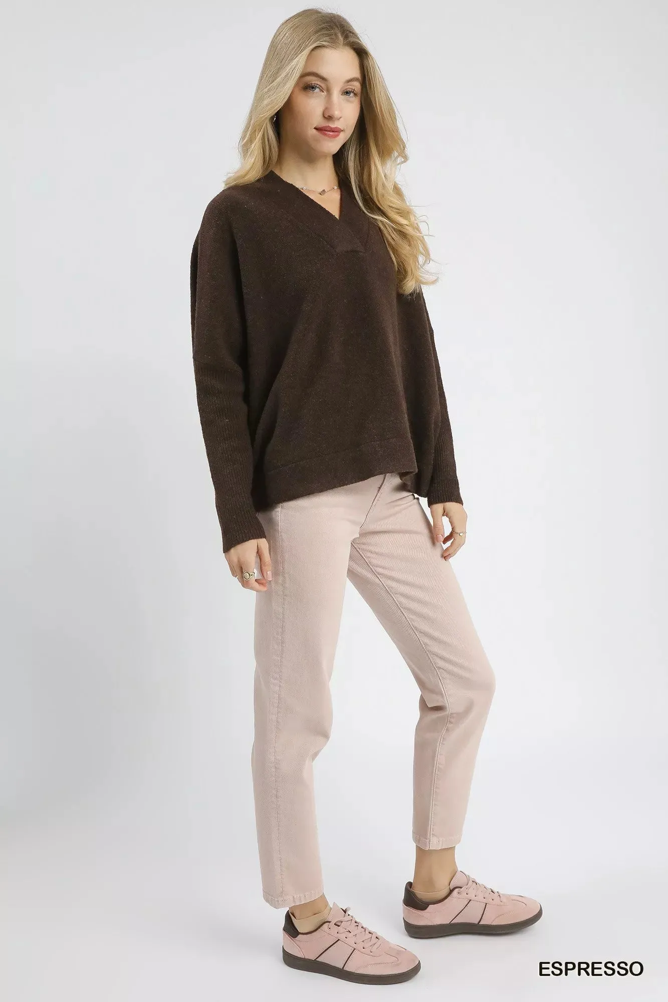Umgee V-Neck Sweater with Wide Trim Detail sold by Charming Charlie product image thumbnail 4