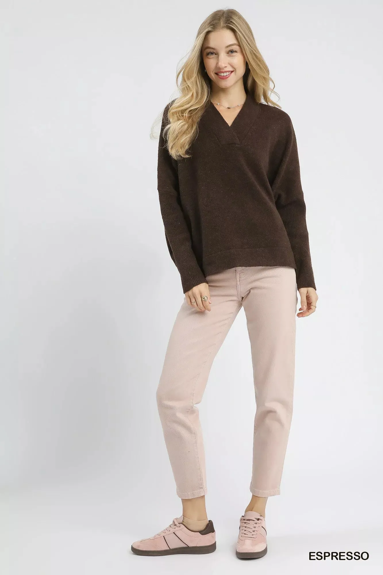 Umgee V-Neck Sweater with Wide Trim Detail sold by Charming Charlie product image thumbnail 5