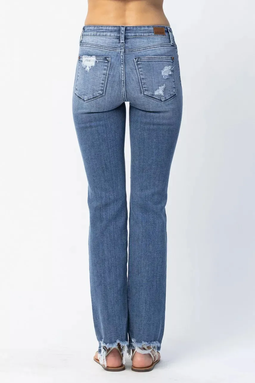 Judy Blue Full Size Mid Rise Destroy Straight Jeans Plus Size sold by Charming Charlie product image thumbnail 3