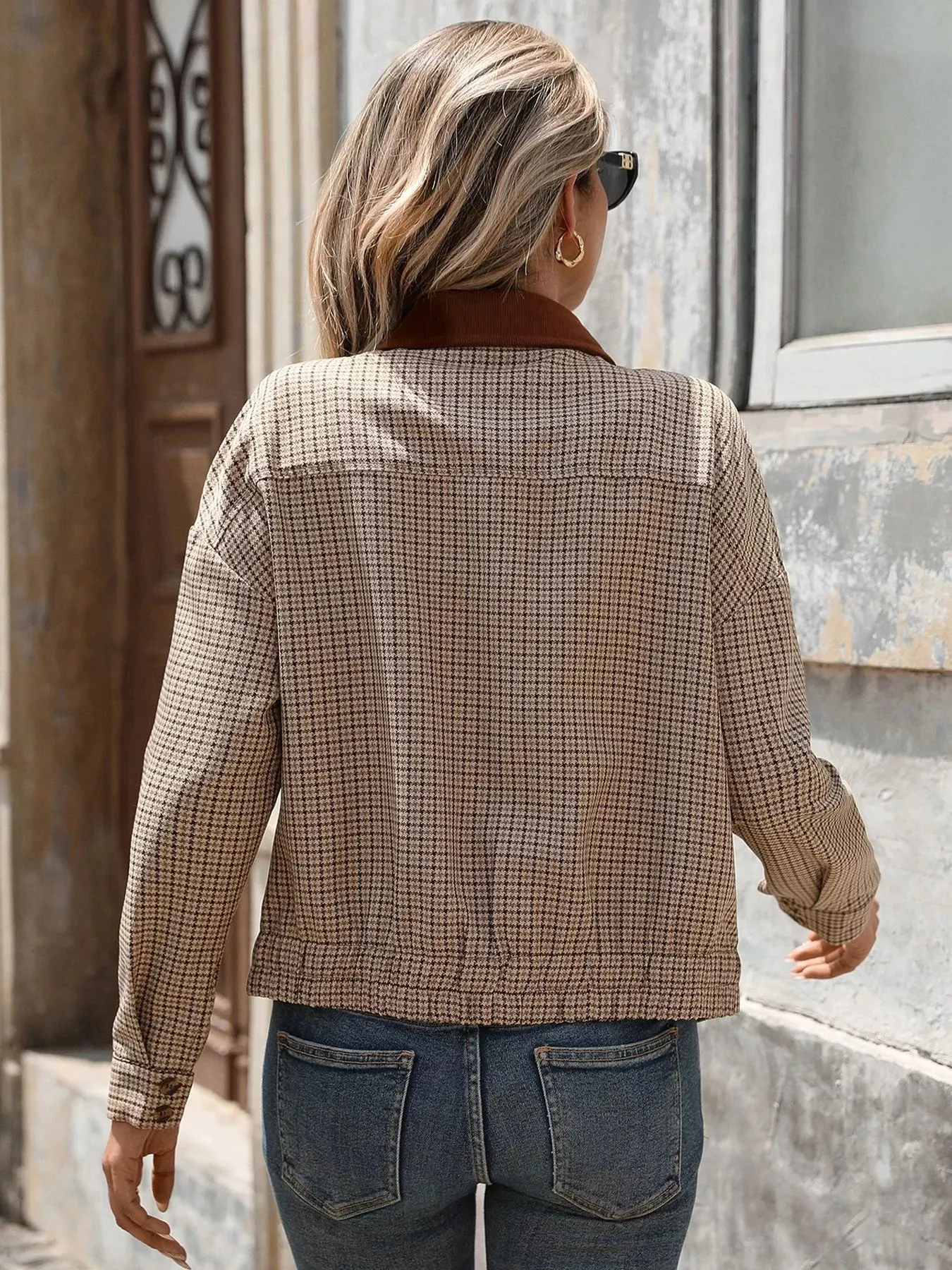 Plaid Zip Up Long Sleeve Jacket sold by Charming Charlie product image thumbnail 5