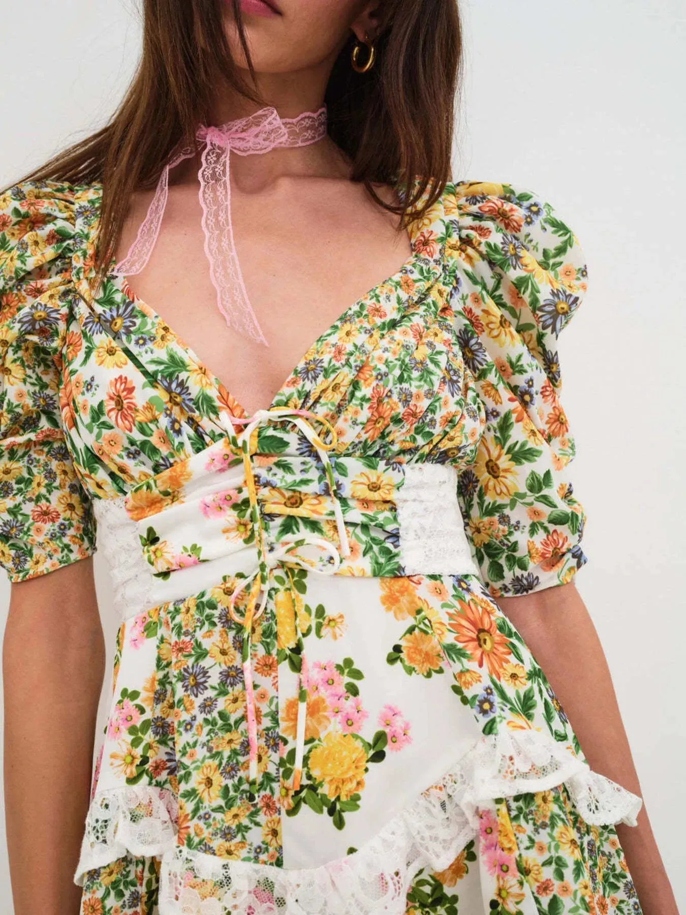 Ruffled Floral Print Half Sleeve Dress sold by Charming Charlie product image thumbnail 5