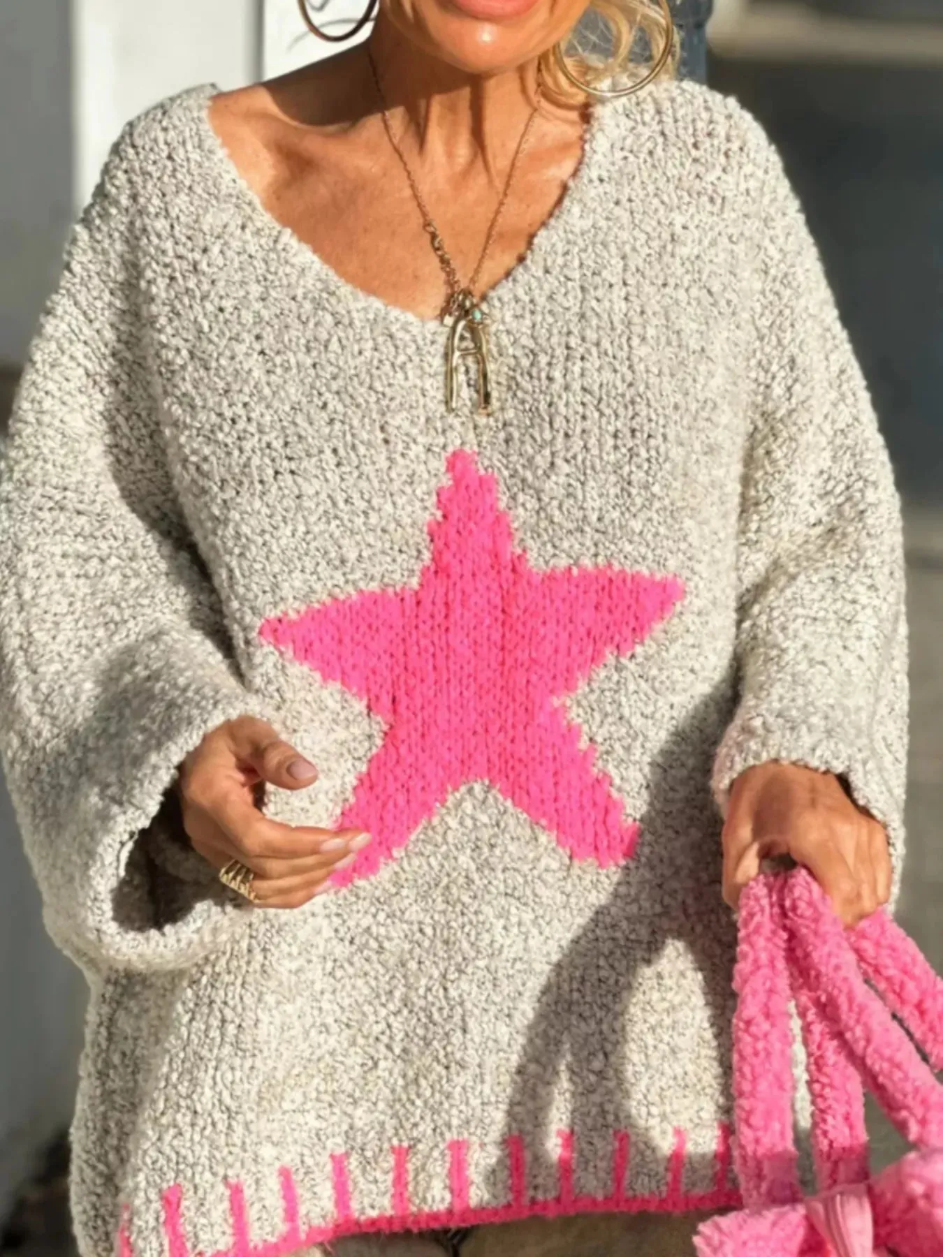 Star V-Neck Long Sleeve Sweater sold by Charming Charlie product image thumbnail 4