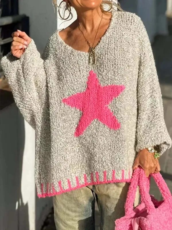 Star V-Neck Long Sleeve Sweater sold by Charming Charlie