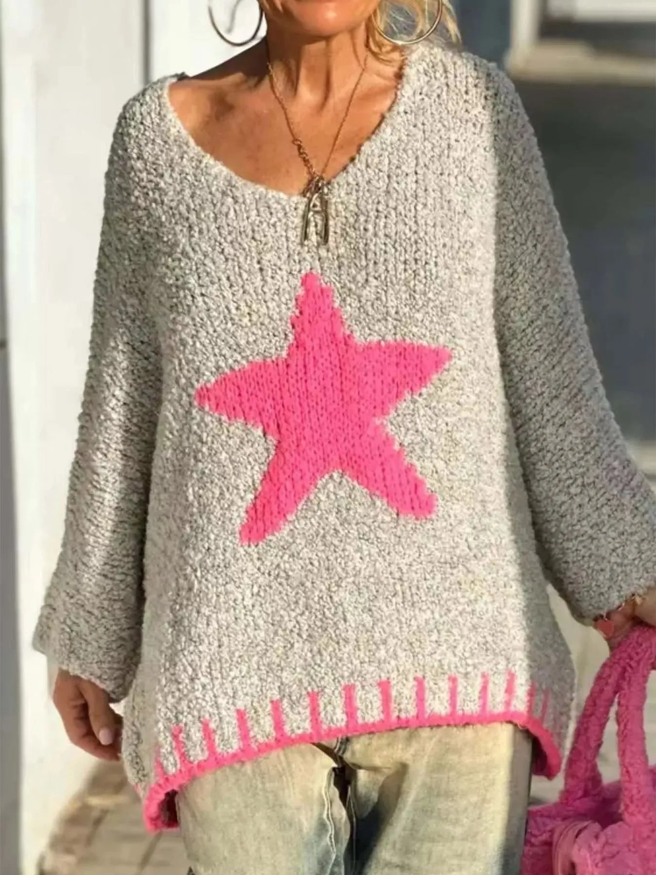 Star V-Neck Long Sleeve Sweater sold by Charming Charlie product image thumbnail 2