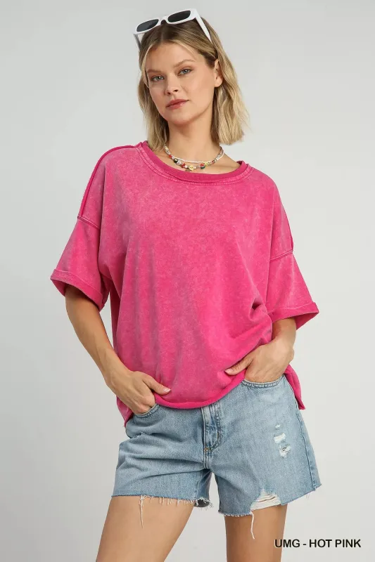 Umgee Mineral Wash Round Neck Top sold by Charming Charlie