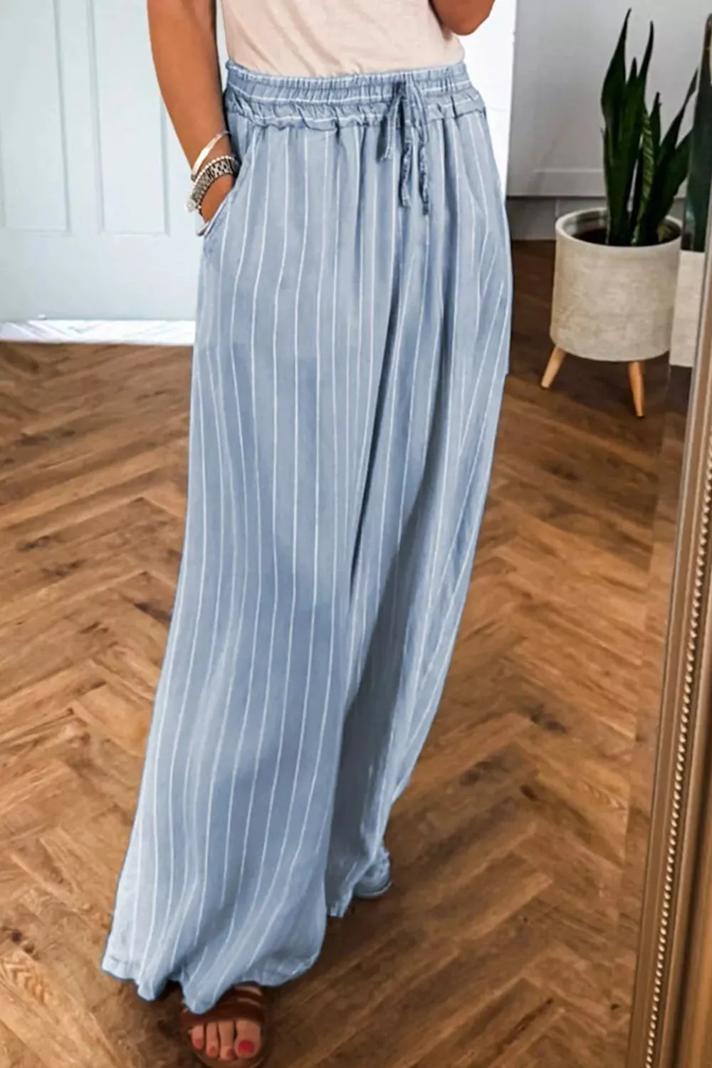 Striped Wide Leg Jeans sold by Charming Charlie