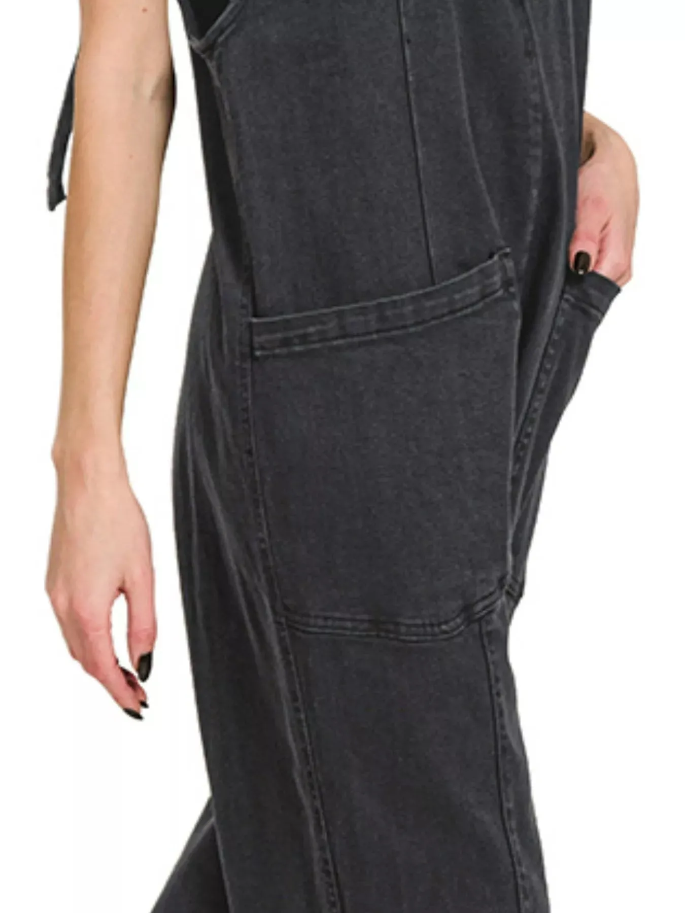 Zenana Casual Adjustable Strap Baggy Jumpsuit with Pocket sold by Charming Charlie product image thumbnail 3