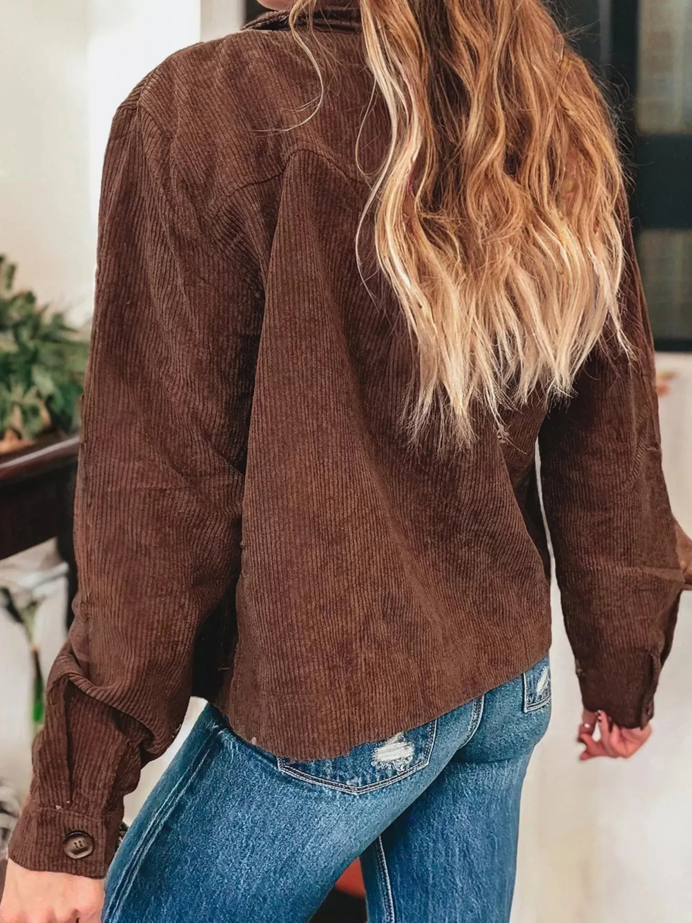 Floral Embroidered Collar Button Front Corduroy Jacket sold by Charming Charlie product image thumbnail 2