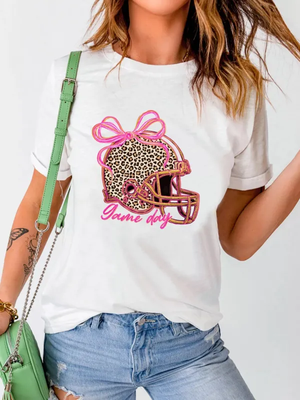 Leopard Game Day Helmet Graphic Tee sold by Charming Charlie