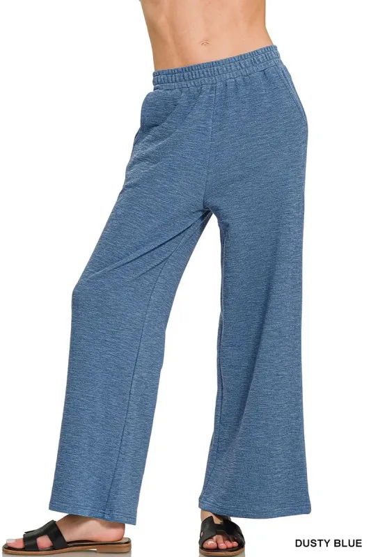 Zenana Cotton Slub Wide Leg Pants sold by Charming Charlie