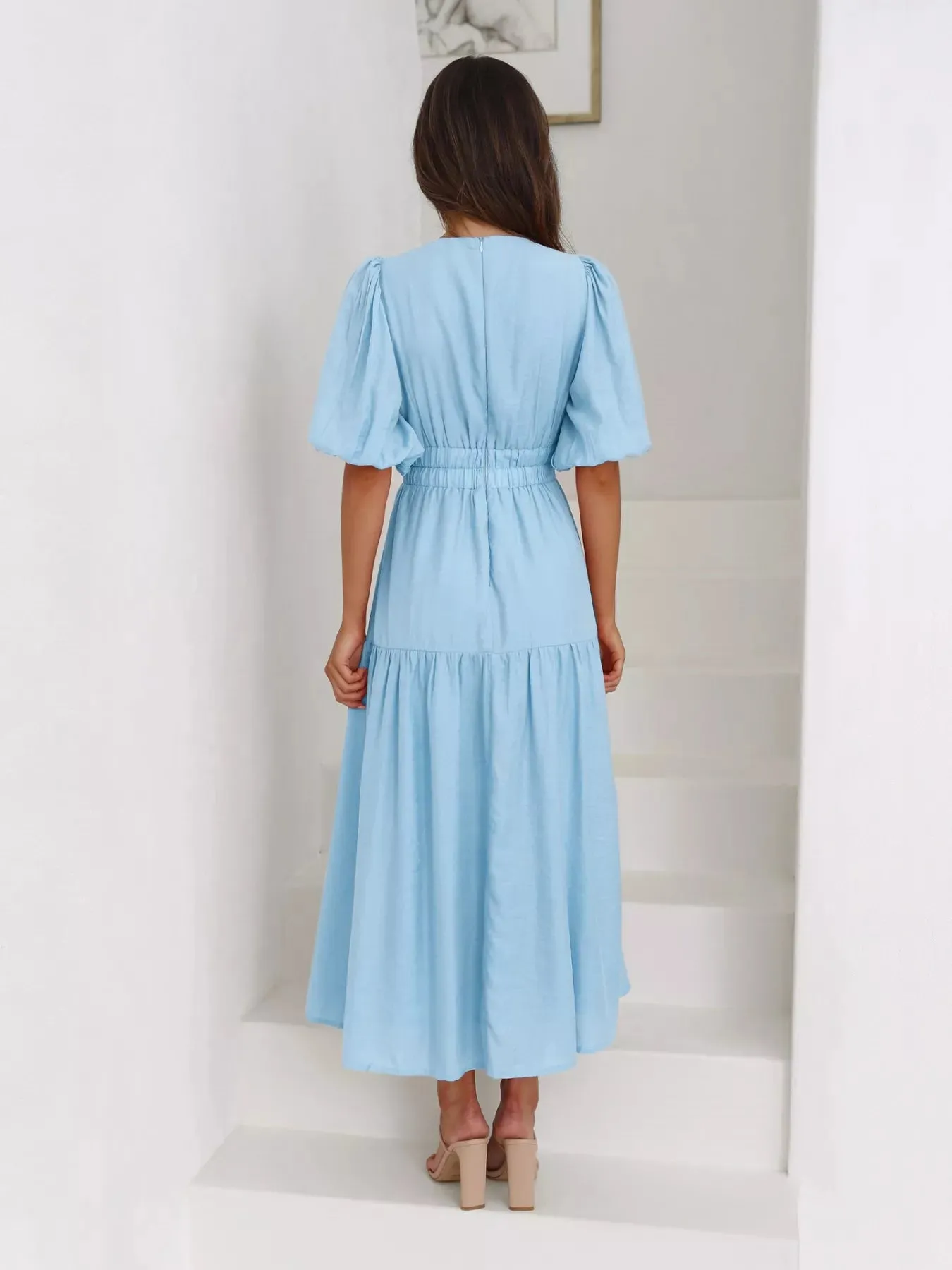 Tiered Puff Sleeve Midi Dress sold by Charming Charlie product image thumbnail 5