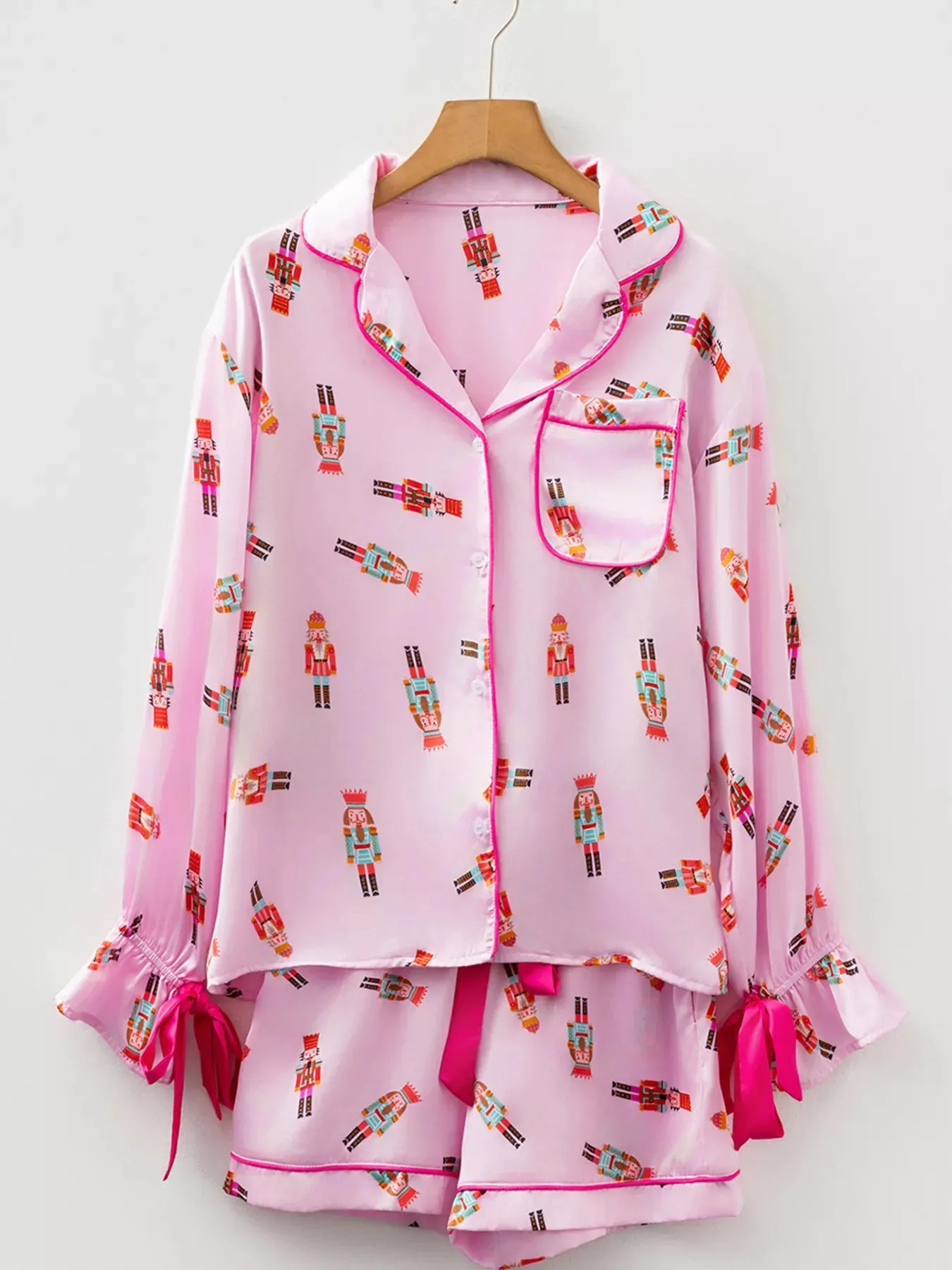 Nutcracker Print Contrast Trim Top and Shorts Pajama Set sold by Charming Charlie product image thumbnail 2