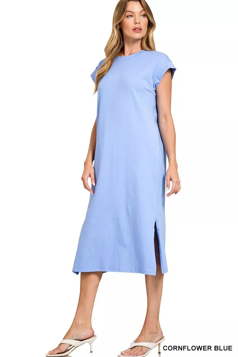 Zenana Round Neck Side Slit Midi Dress sold by Charming Charlie product image thumbnail 4