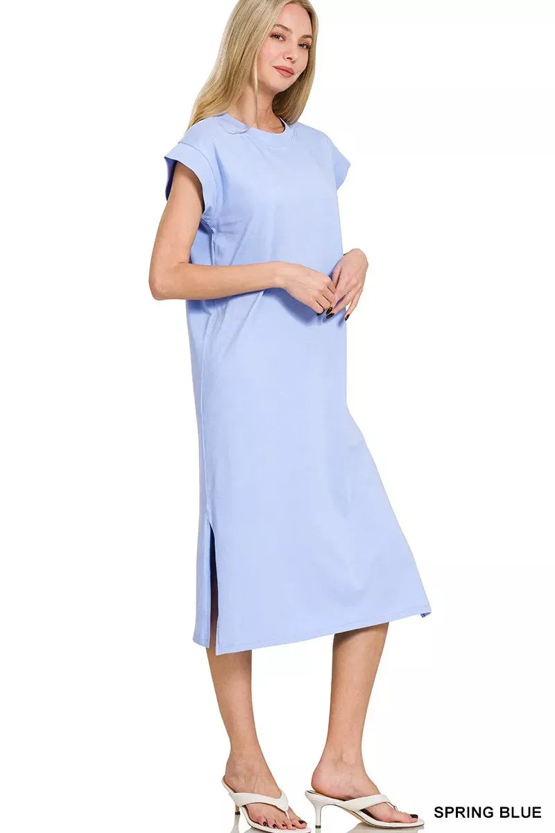 Zenana Round Neck Side Slit Midi Dress sold by Charming Charlie product image thumbnail 3