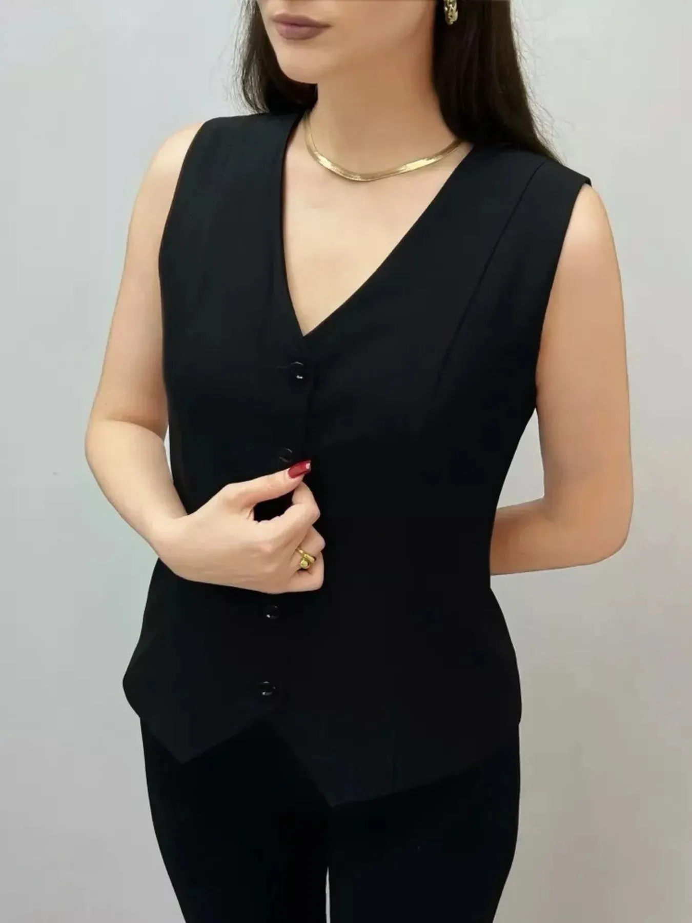 Button-Front Vest Coat sold by Charming Charlie product image thumbnail 5