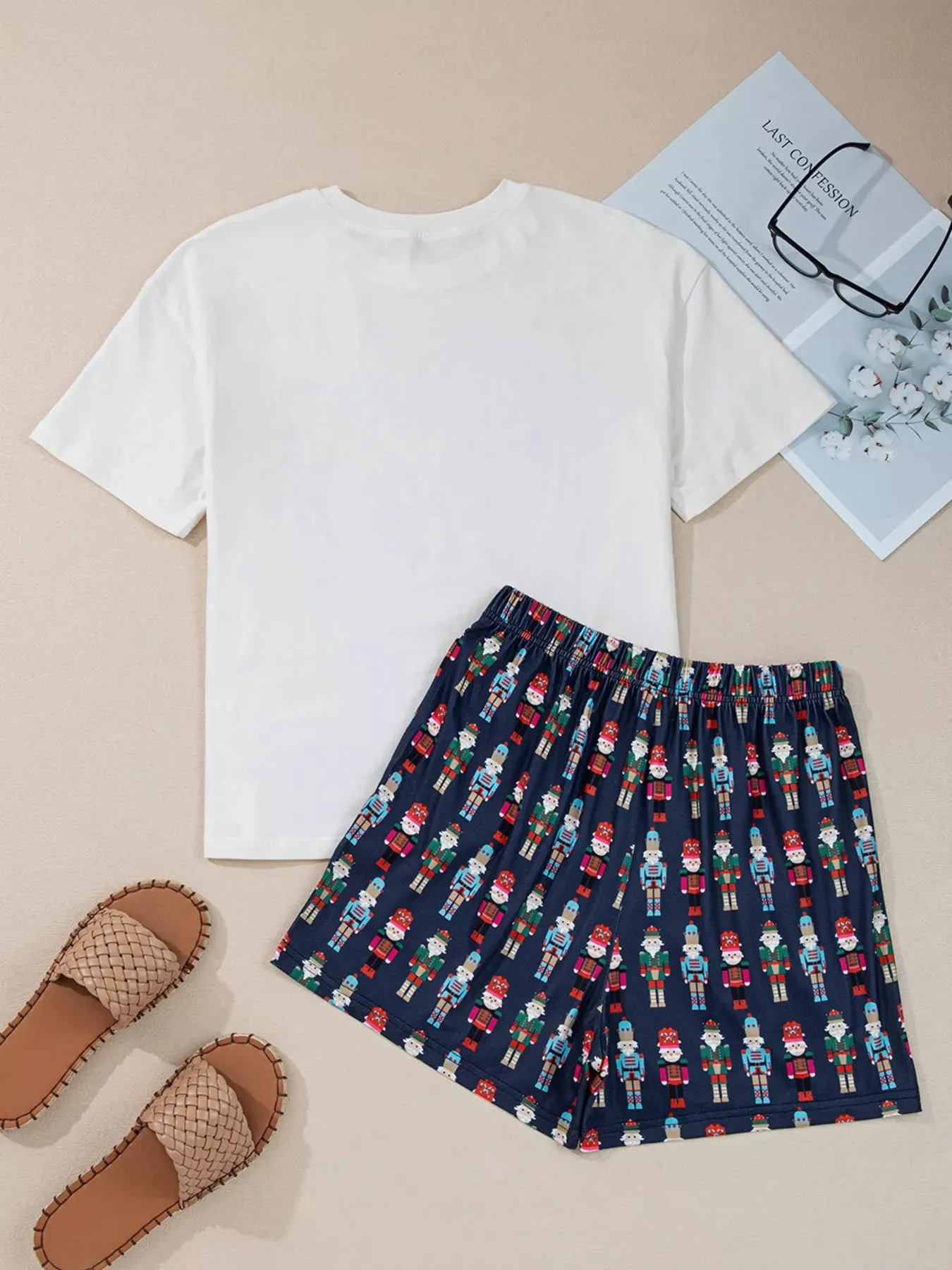 Mama Claus Plaid Letter Tee and Nutcracker Shorts 2pcs Lounge Set sold by Charming Charlie product image thumbnail 4