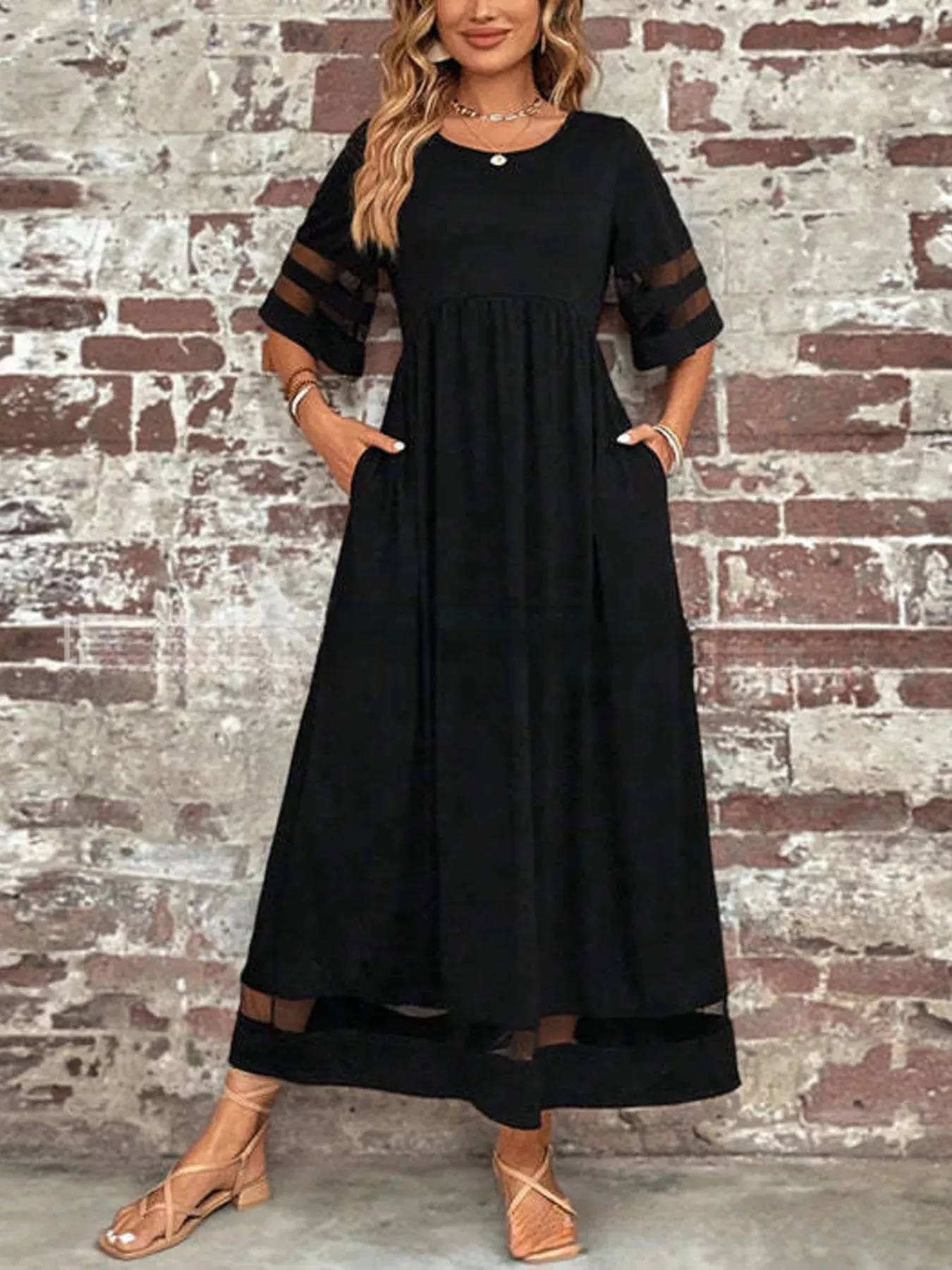 Full Size Round Neck Half Sleeve Dress Plus Size sold by Charming Charlie product image thumbnail 2