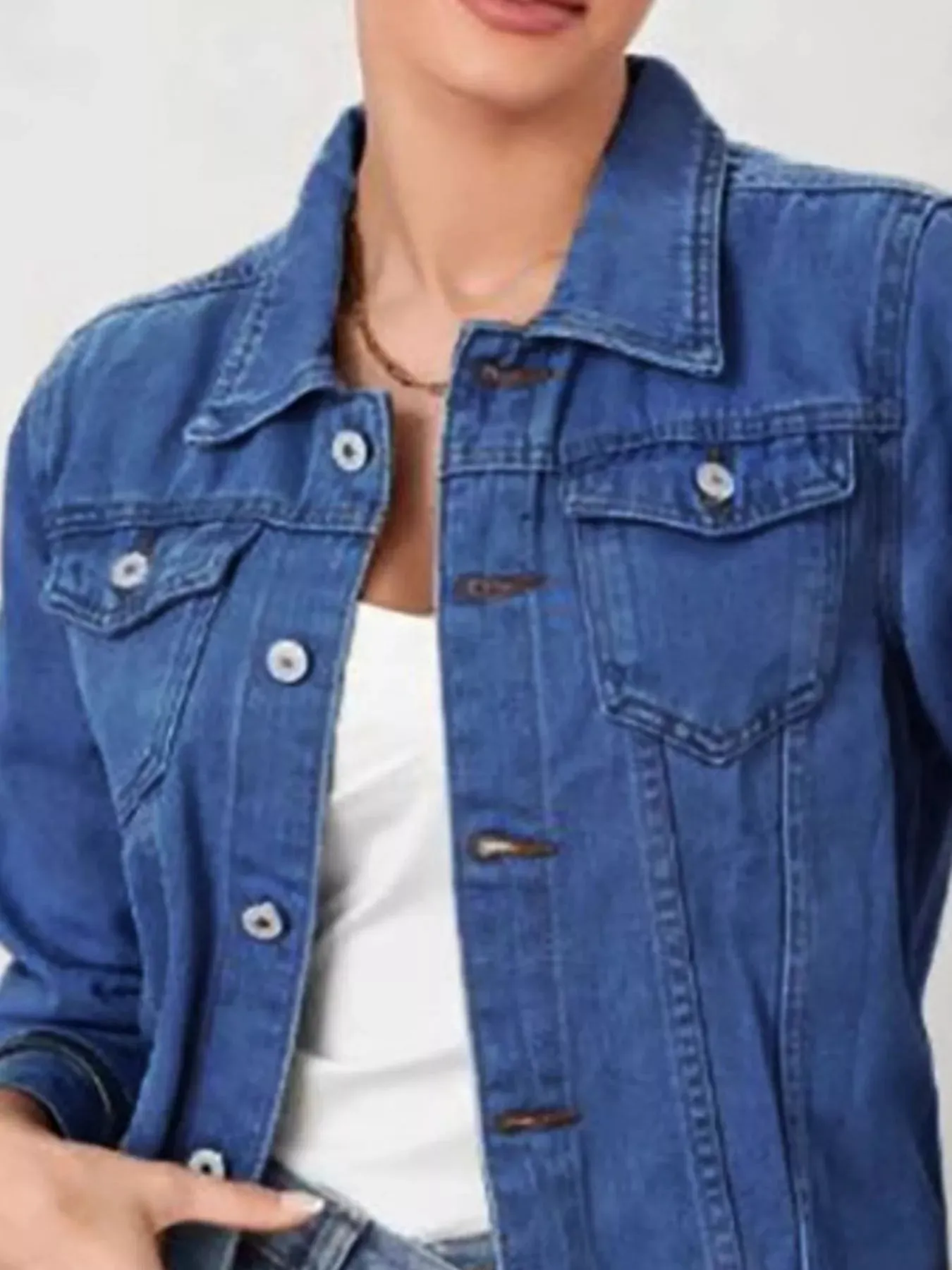 Button Up Long Sleeve Denim Jacket sold by Charming Charlie product image thumbnail 2