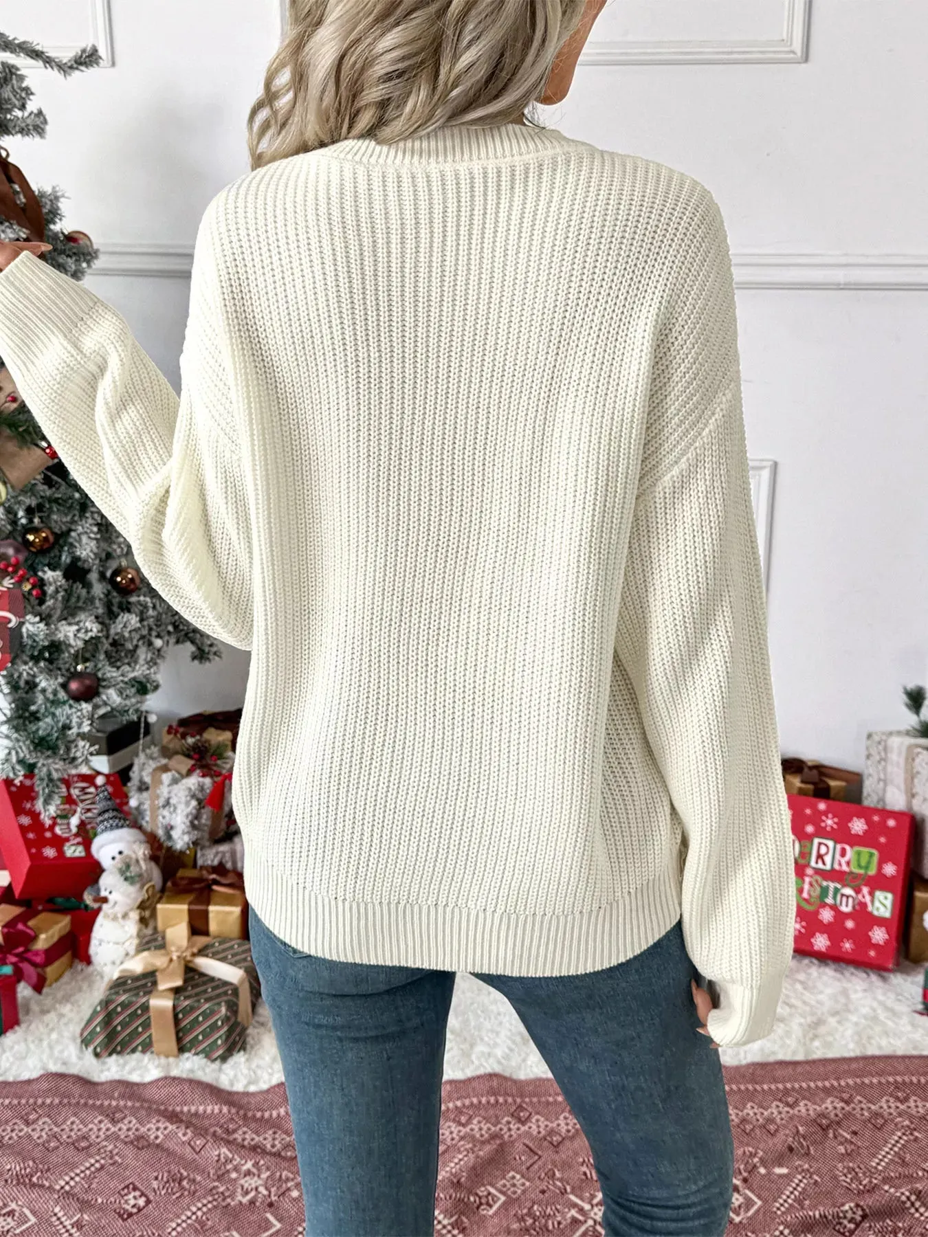 Christmas Bow Dropped Shoulder Sweater sold by Charming Charlie product image thumbnail 5