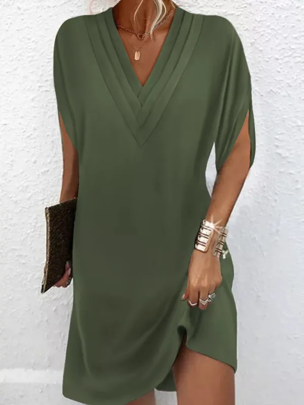Full Size V-Neck Slit Sleeve Mini Dress Plus Size sold by Charming Charlie