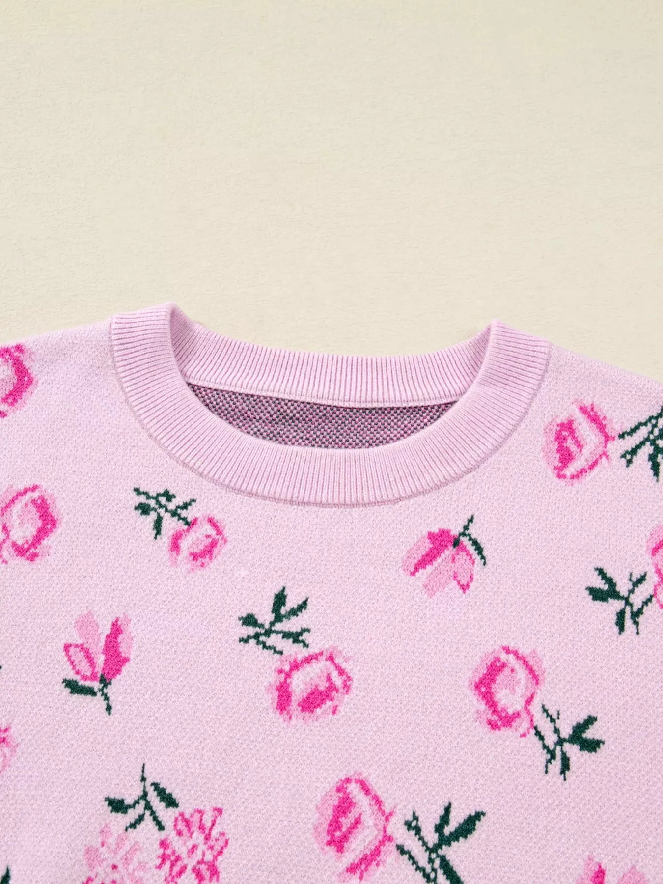 Floral Drop Shoulder Cropped Sweater sold by Charming Charlie product image thumbnail 5