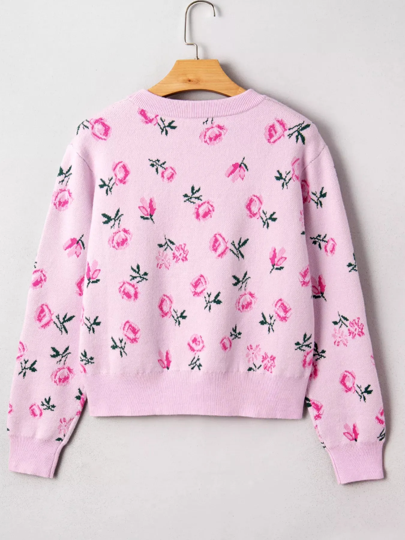 Floral Drop Shoulder Cropped Sweater sold by Charming Charlie product image thumbnail 4