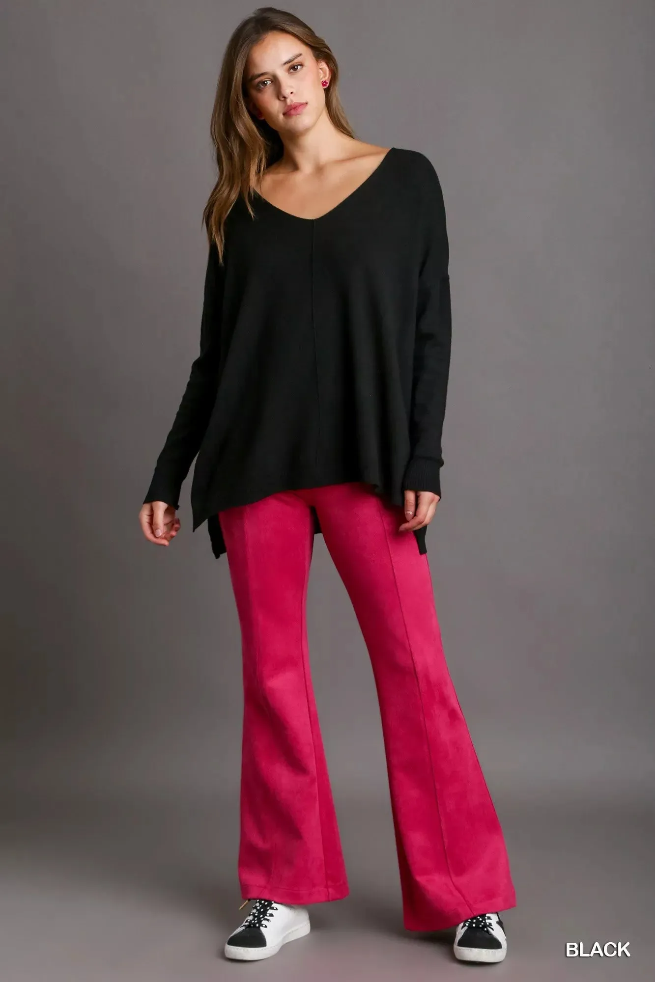 Umgee V-Neck High Low Hem Knit Top with Side Slit sold by Charming Charlie product image thumbnail 3