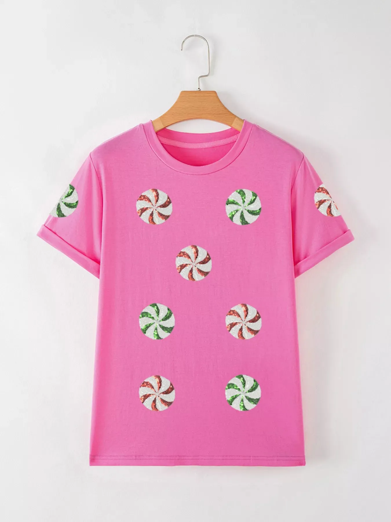Sequined Candy Swirl Christmas Short Sleeve T Shirt sold by Charming Charlie product image thumbnail 4