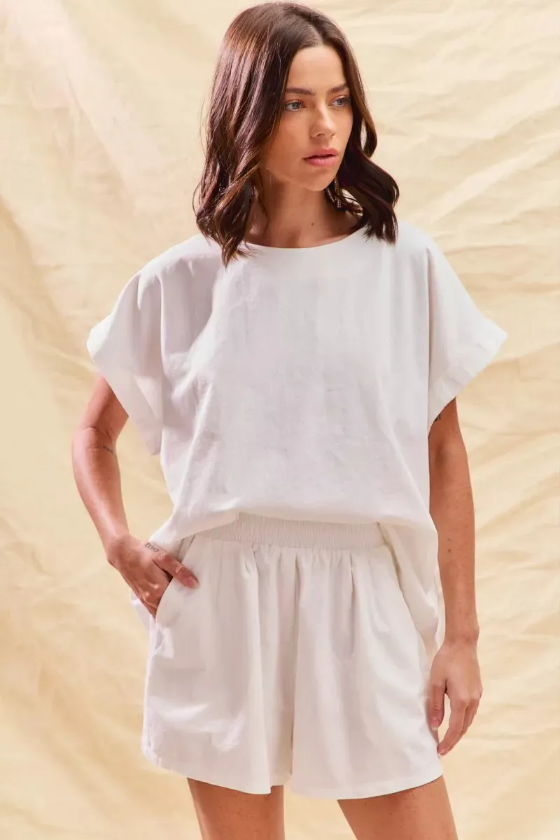 SO ME Round Neck Short Sleeve Top and Shorts Set sold by Charming Charlie product image thumbnail 4