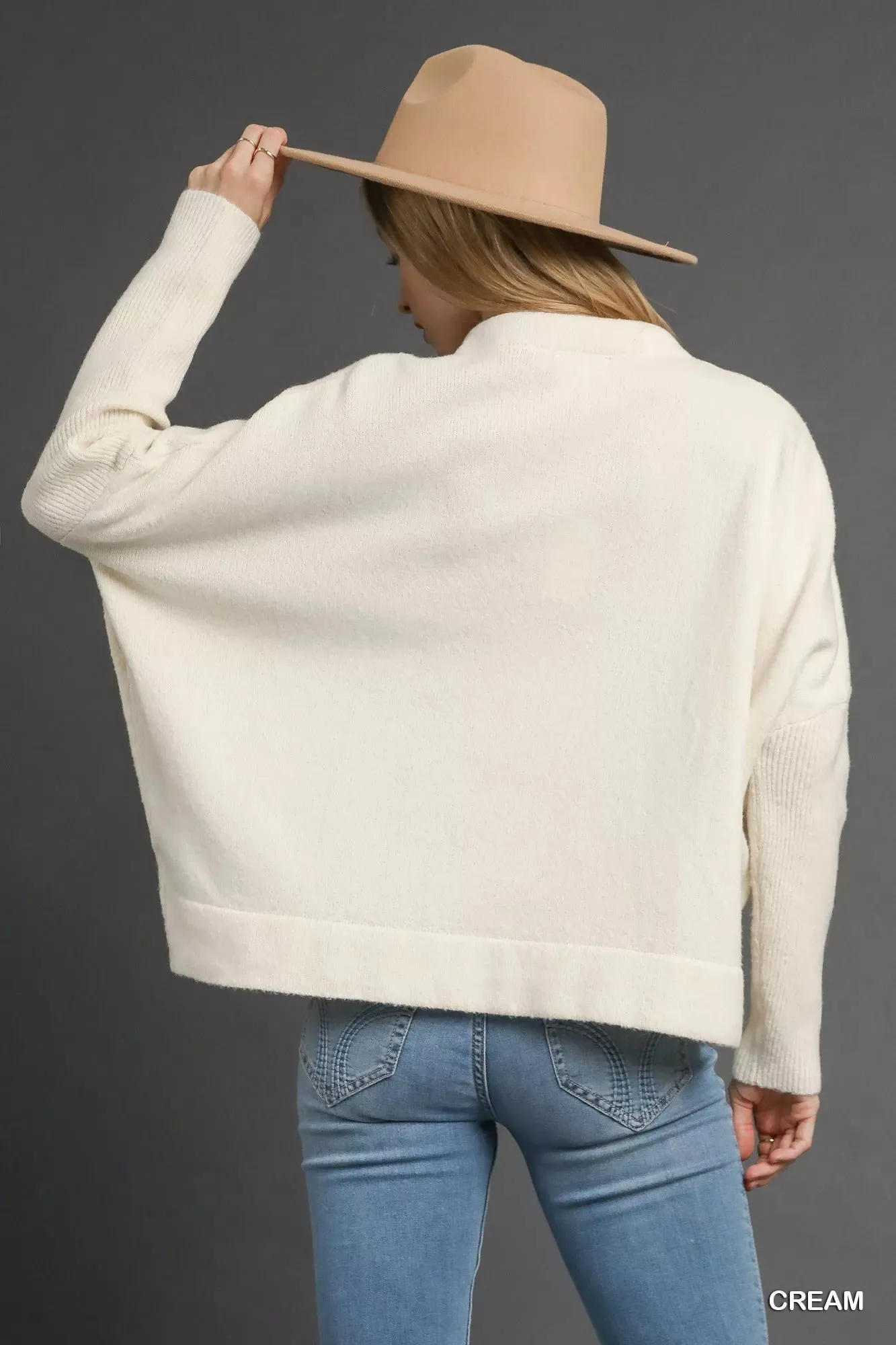 Umgee V-Neck Sweater with Wide Trim Detail sold by Charming Charlie product image thumbnail 3