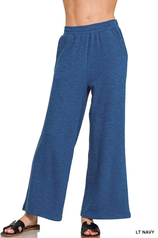 Zenana Cotton Slub Wide Leg Pants sold by Charming Charlie