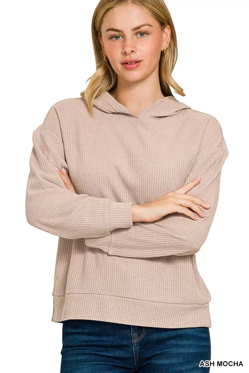 Zenana Ribbed Long Sleeve Hoodie sold by Charming Charlie