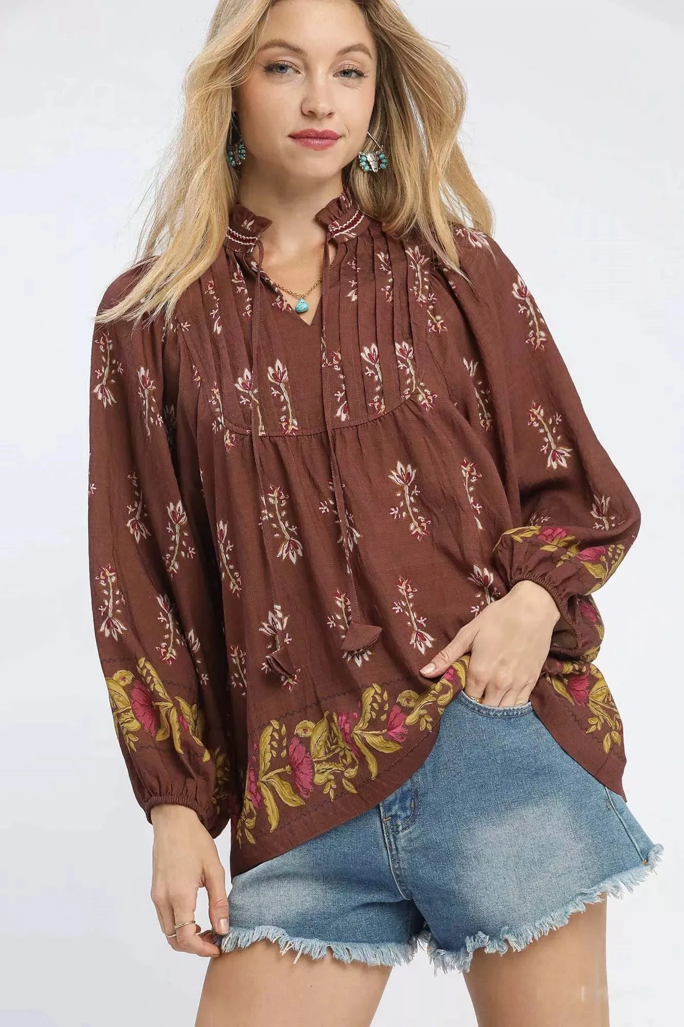 Umgee Floral Boho Peasant Blouse sold by Charming Charlie