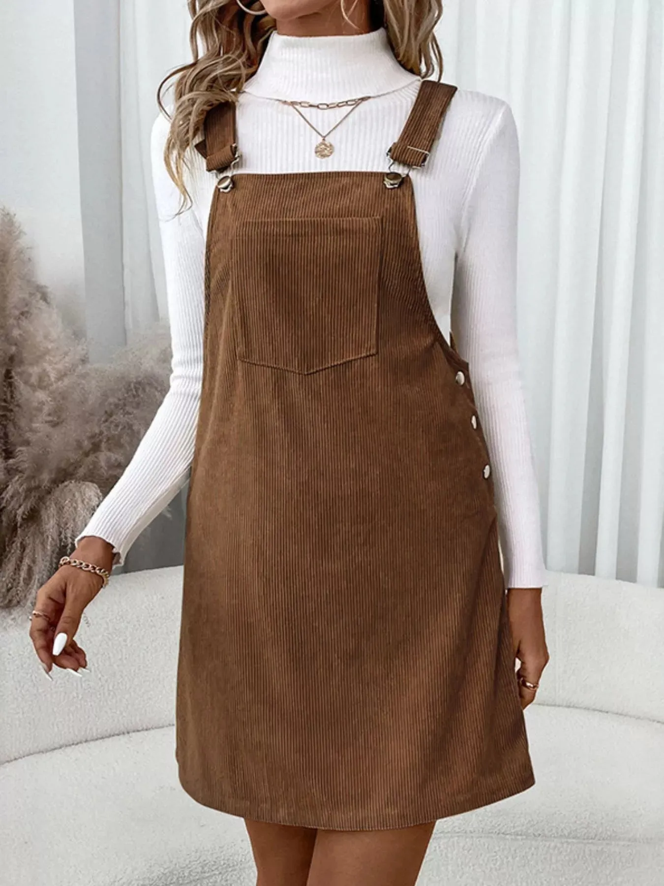 Corduroy Overall Mini Dress with Adjustable Straps sold by Charming Charlie product image thumbnail 2