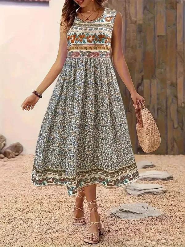 Plus Size Floral Print Sleeveless Midi Dress sold by Charming Charlie