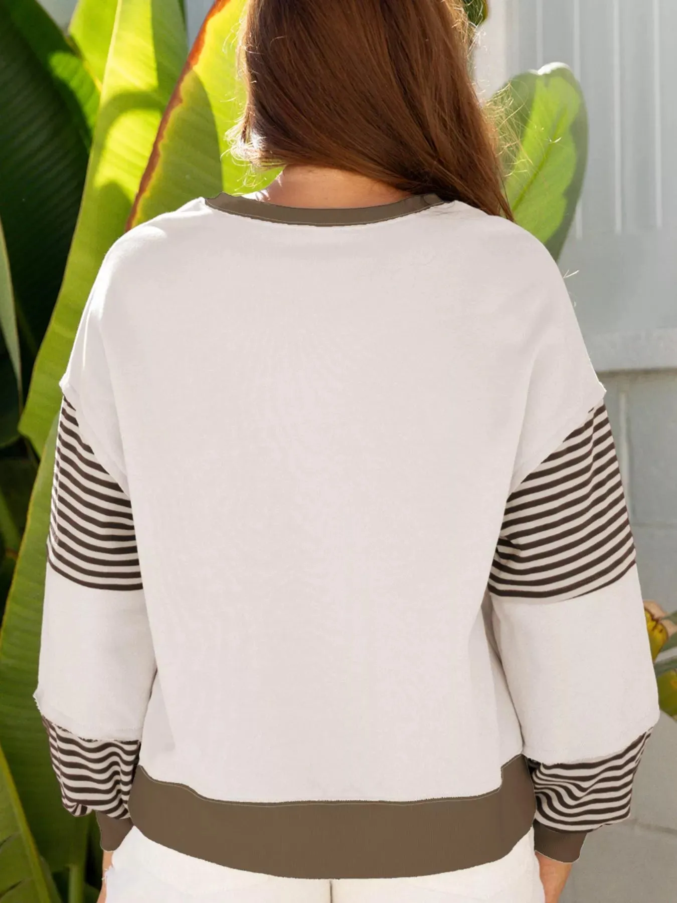 Contrast Striped Long Sleeve Sweatshirt sold by Charming Charlie product image thumbnail 3