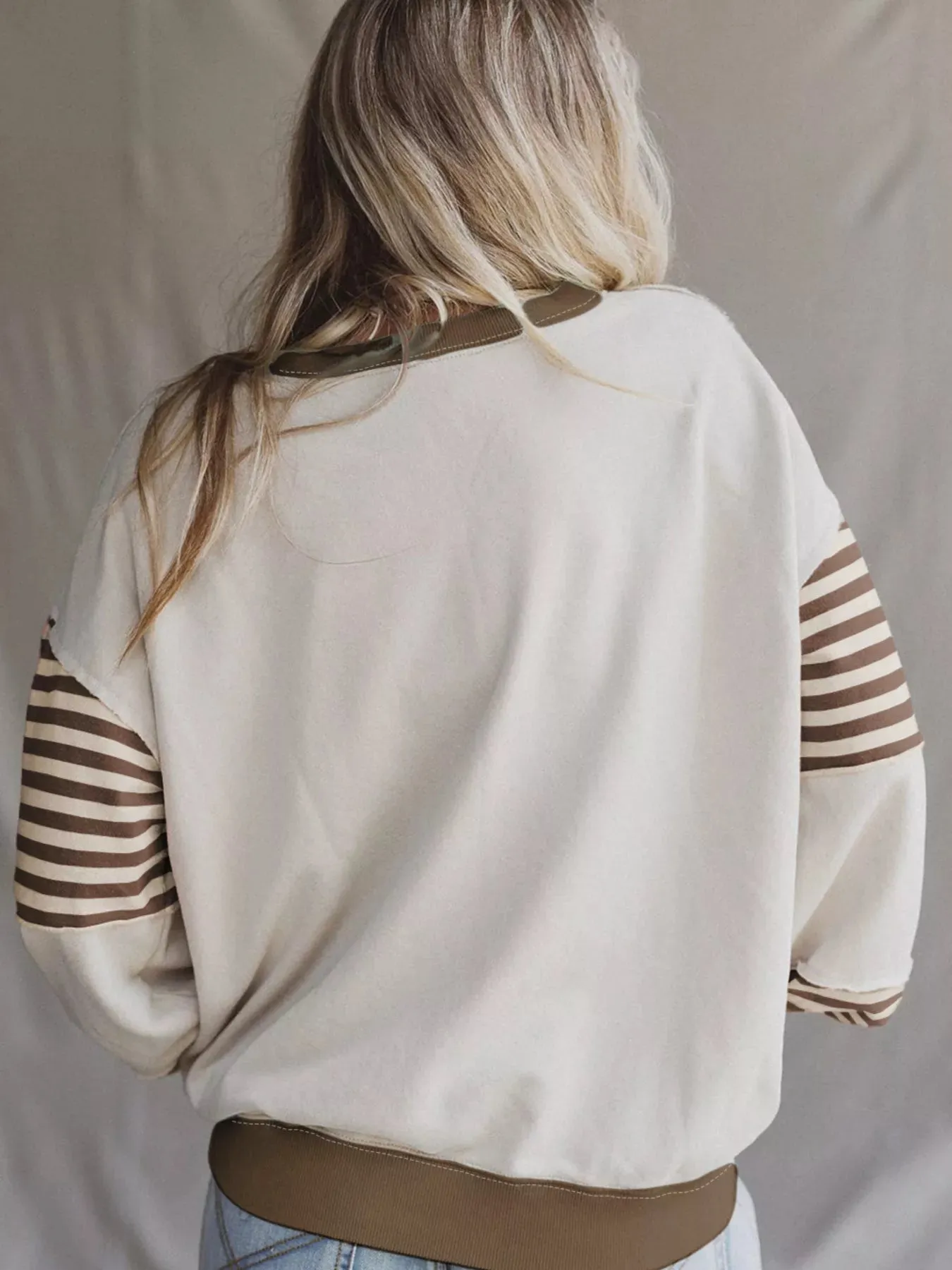 Contrast Striped Long Sleeve Sweatshirt sold by Charming Charlie product image thumbnail 5