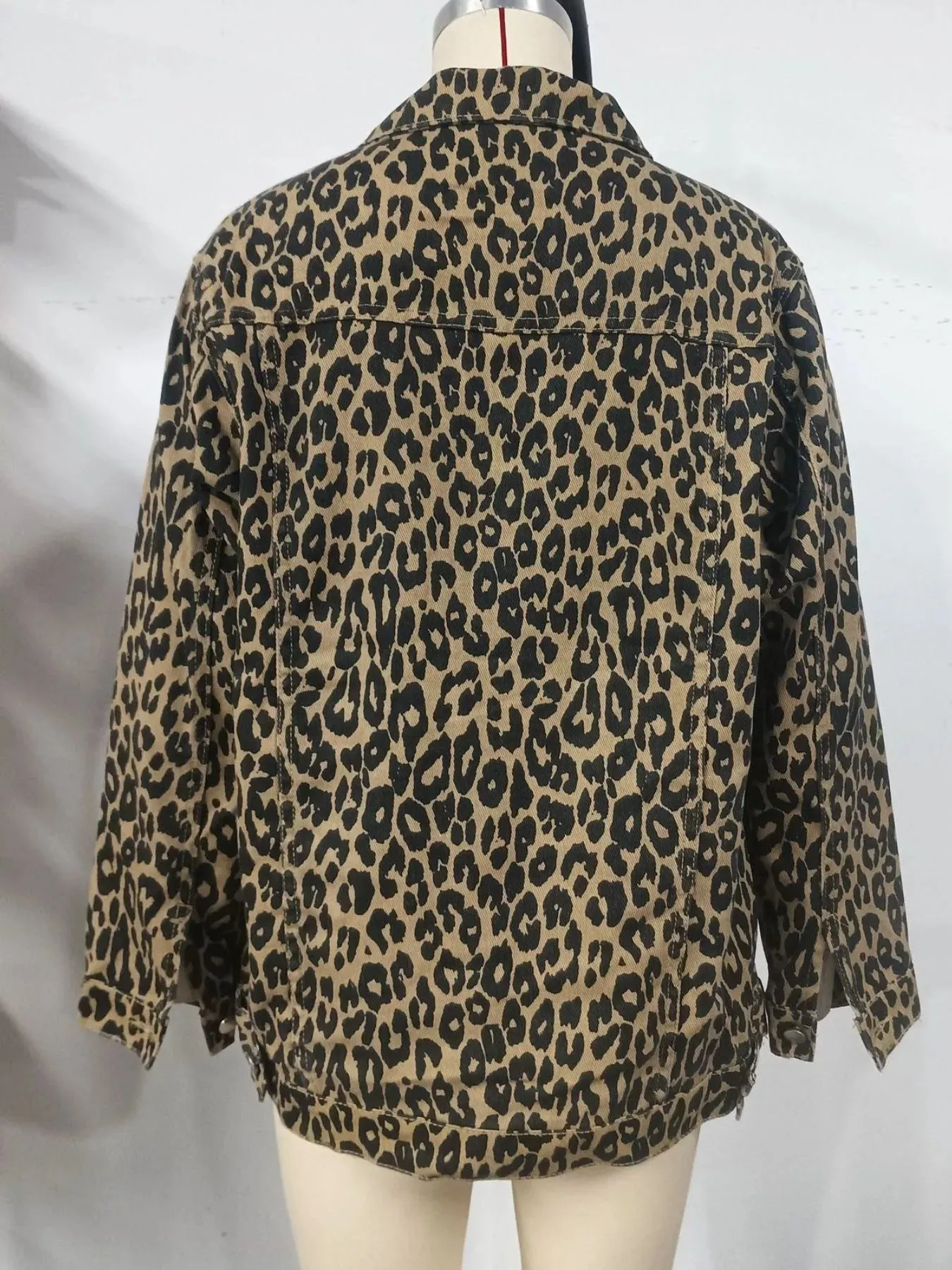 Leopard Button Up Long Sleeve Denim Jacket sold by Charming Charlie product image thumbnail 5