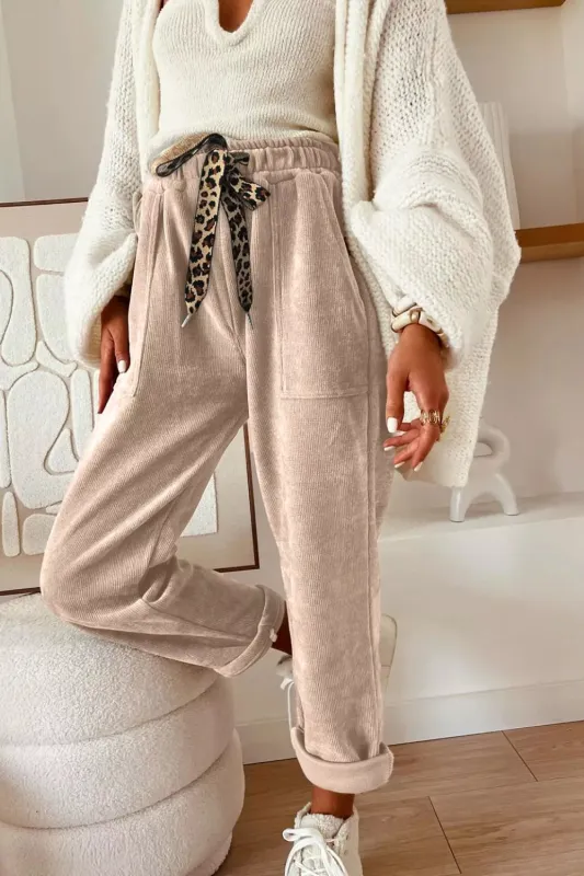 Leopard Drawstring Loose Fit Pants sold by Charming Charlie