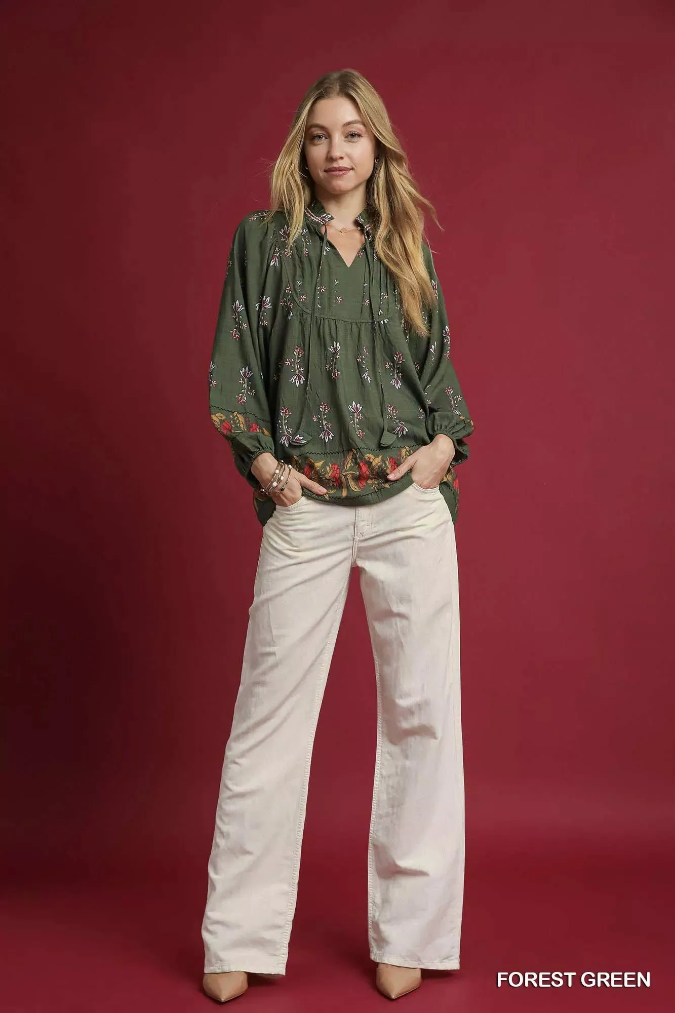 Umgee Floral Boho Peasant Blouse sold by Charming Charlie product image thumbnail 4